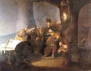 Rembrandt van rijn Judas returning the thirty silver pieces. Sweden oil painting artist